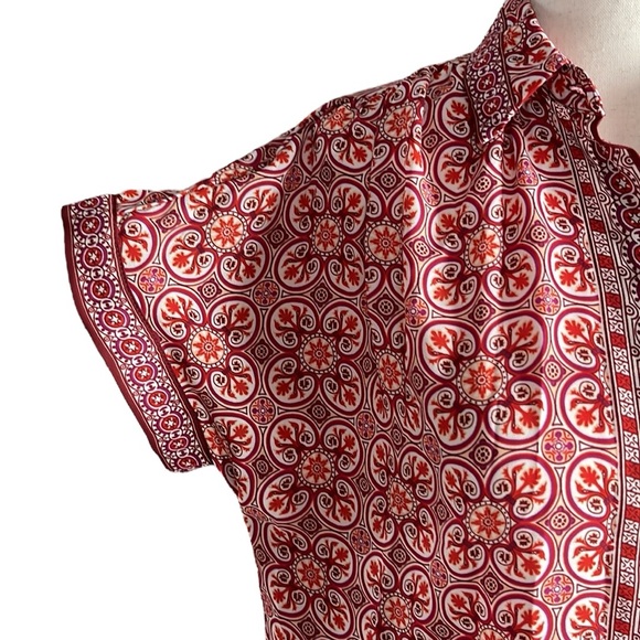 Max Studio Womens Red Short Sleeve Button Up - Picture 6 of 10